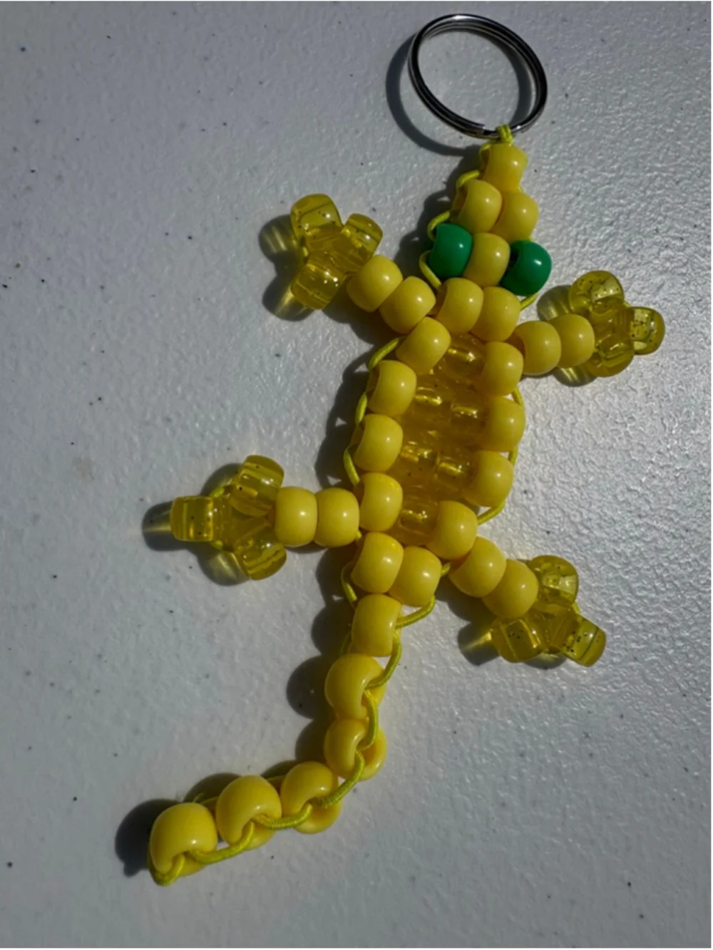 Lizard Pony Bead Keychain One Size Yellow Green
